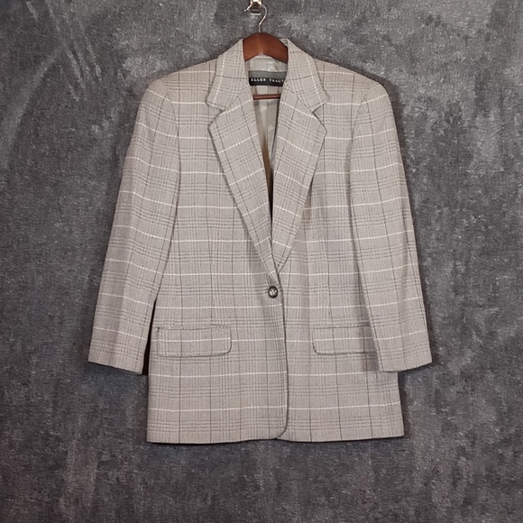 Linda allard Ellen Tracy vintage wool silk cashmere blend one button blazer - Picture 2 of 6